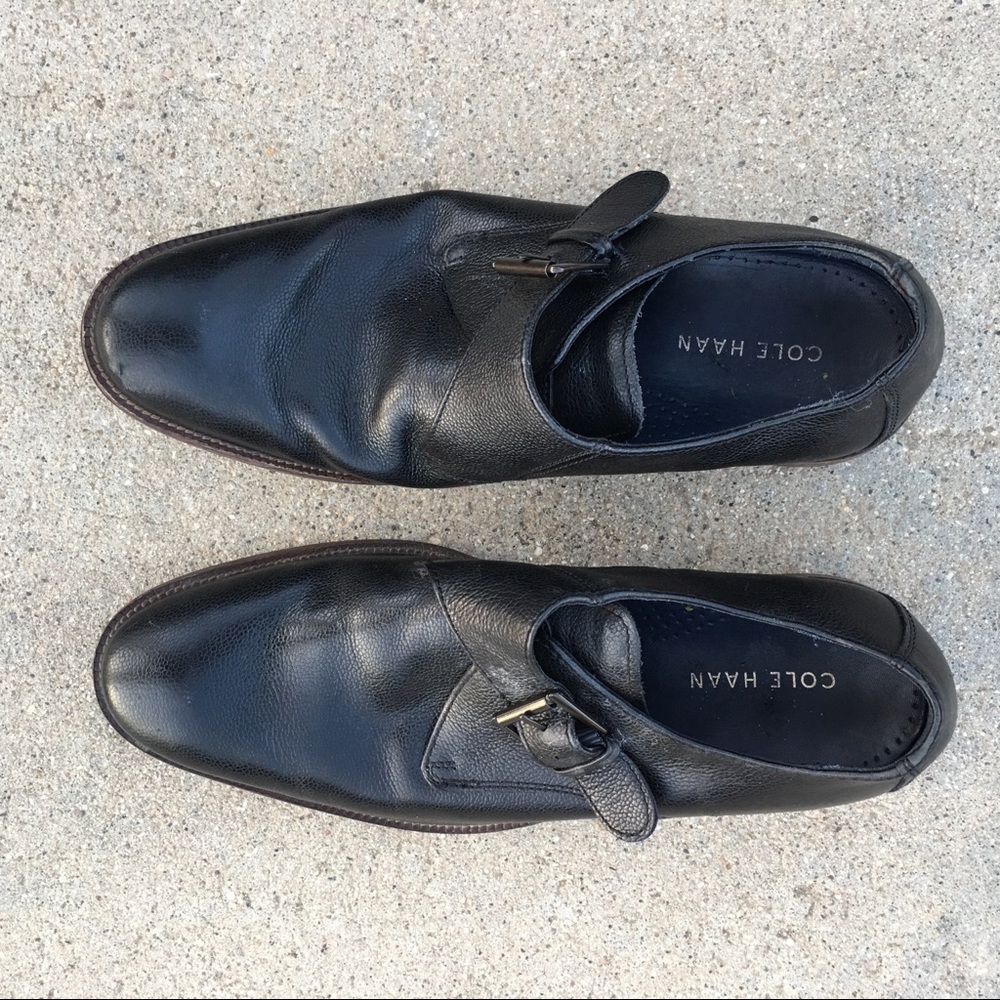 Cole Haan single monk strap dress shoes black